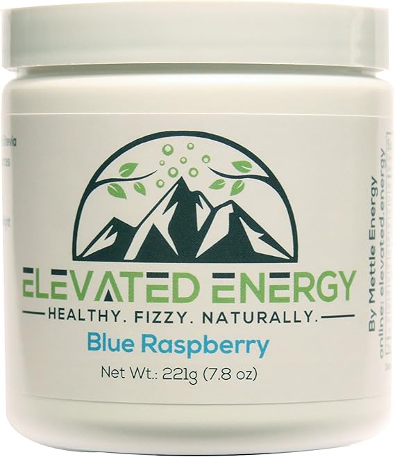 Healthy Energy Drink Powder - Stevia & Natural Caffeine | Elevated Energy Fizzy Drink Mix | Blue Raspberry | 30 Servings