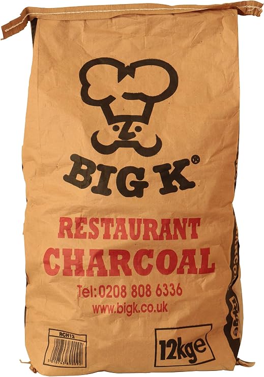 Big K Chilla-Grilla Restaurant Grade Charcoal, 12kg Bag Lumpwood Charcoal | Delivers consistent heat and authentic wood-smoke flavour, packed in a heavy-duty bag suitable for professional BBQs.