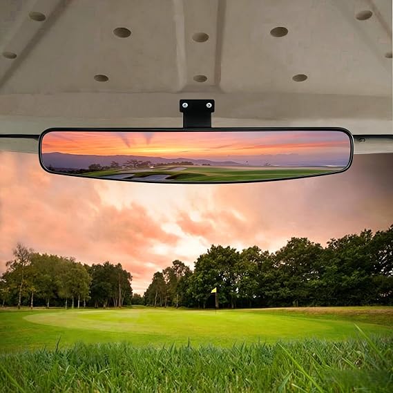 Extra Wide Convex Rear View Mirror for Golf Cart, 16.5" - Compatible with EZ Go, Club Car, Yamaha