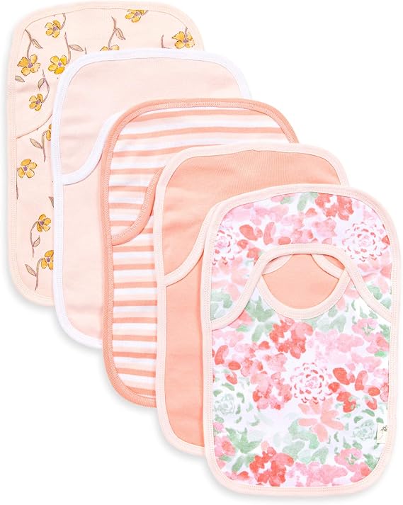 Burt's Bees Baby Bibs, Lap-Shoulder Drool Cloths, 100% Organic Cotton with Absorbent Terry Towel Backing