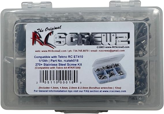 tek018 - Compatible with Tekno ET410 Truggy 1/10th Stainless Steel Screw Kit