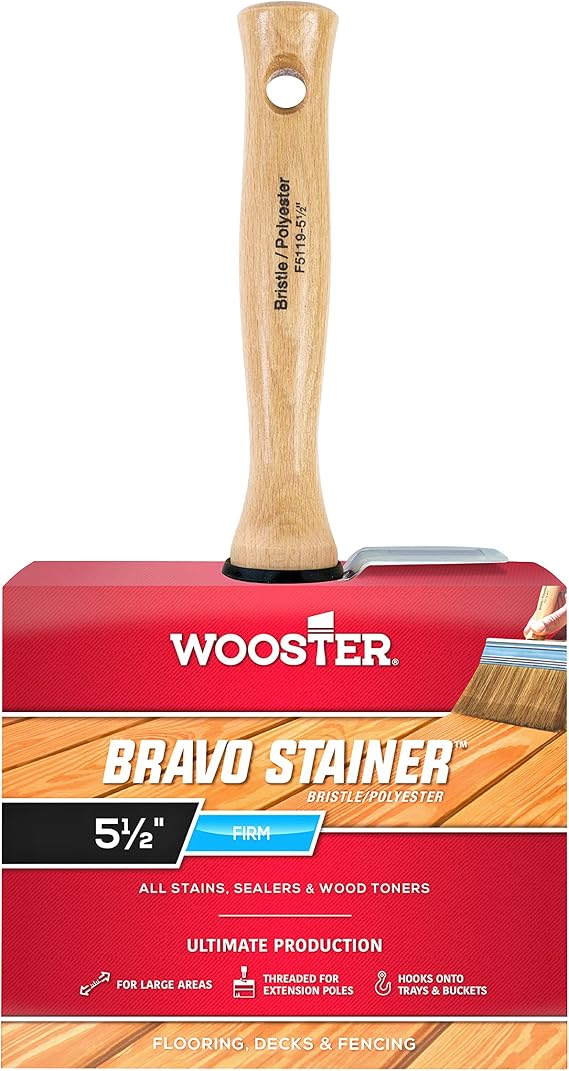 Wooster Brush F5119-5 1/2 Bravo Stainer Bristle/Polyester Stain Brush, 5-1/2 Inch