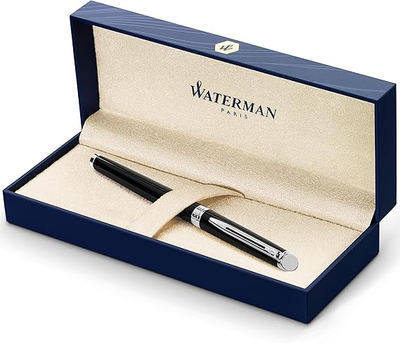 Waterman Hemisphere Rollerball Pen | Gloss Black with Chrome Trim | Fine Point | Black Ink | Gift Box