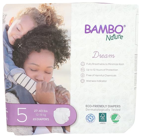 Bambo Nature Dream Diapers Size 5, 25 Count Pack of 1