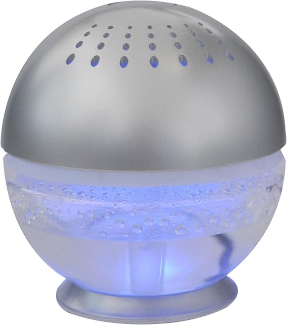 Pure H2O Mini Water Based Air Revitalizer, Air Freshener, Room Aromatizer, Aromatherapy, Aroma and Essential Oil Diffuser with 2 Bottles (10ML) Fragrant Lavender Oil, Silver