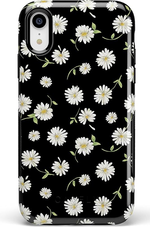 Casely iPhone XR Case | Daisy Daydream | Black Floral | Bold Protective Design