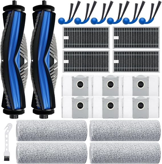 T80 Omni Replacement Parts for Ecovacs Deebot T80 Omni / T80 for Yeedi M14 Plus Robotic Vacuum Cleaner Parts with 2 Roller,4 Mop,4 HEAP,6 Dust Bag,6