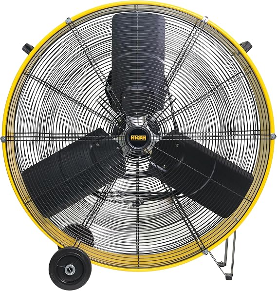 HiCFM 13300 CFM 30" Heavy Duty High Velocity Barrel Floor Drum Fan with DC Brushless Motor Stepless Speed Adjustment for Workshop Garage Commercial or Industrial Use - UL Listed