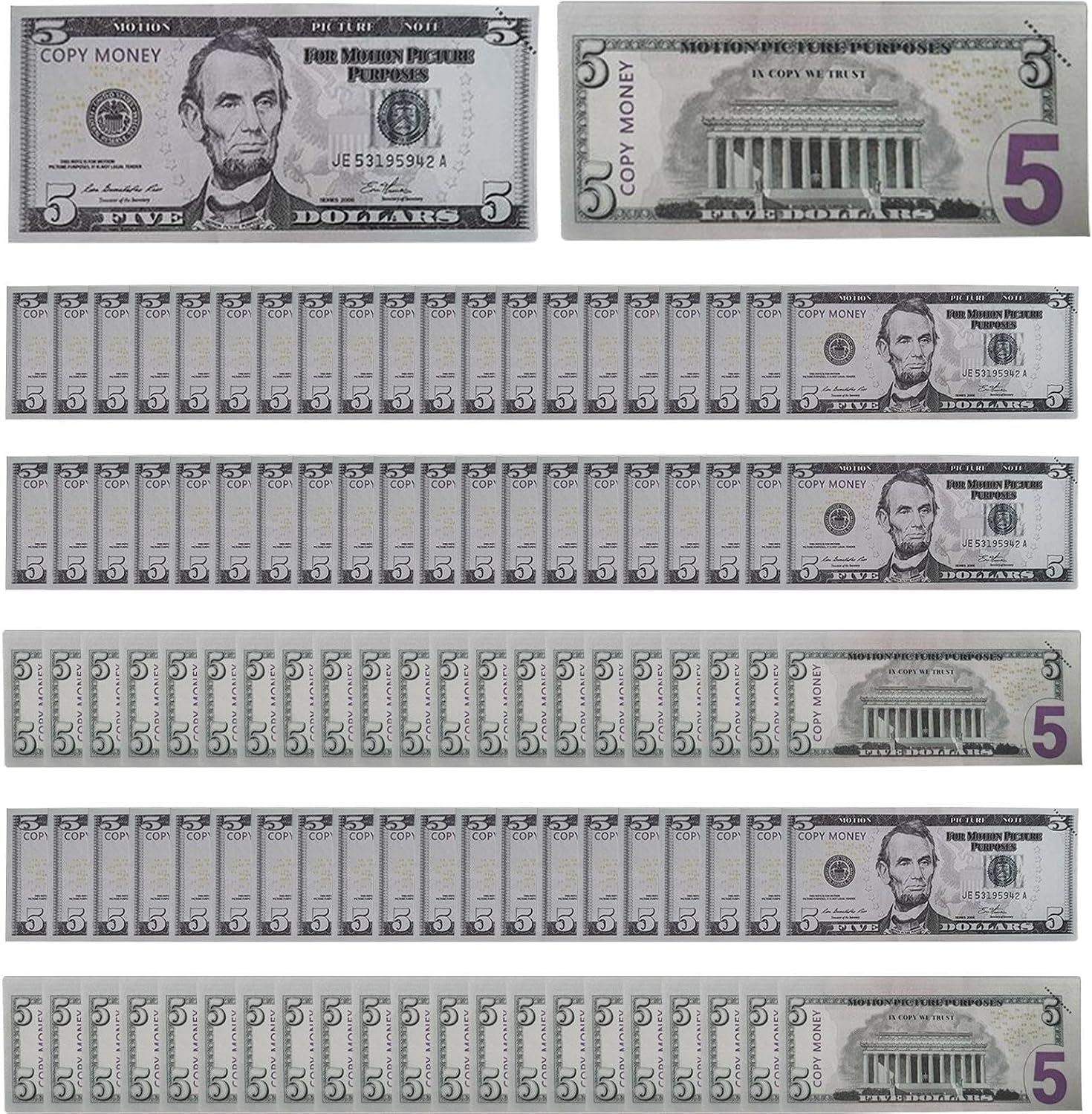 Fake Dollar Money Set - Movie Photo Money Simulation Money Educational Toys | Realistic Looking Learning Dollar Bills Pretend Play Tools Portable Money Toys Educational Pretend Play Toys for