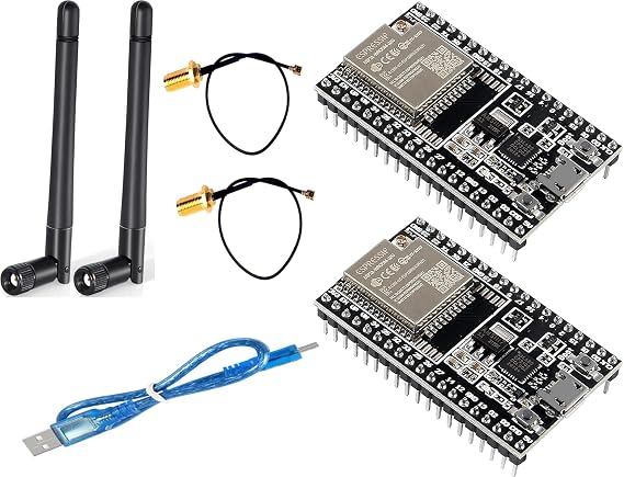 ESP32-DevKitC core Board ESP32 Development Board ESP32-WROOM-32U Set for Arduino with Antenna & Cable (2 Pack)