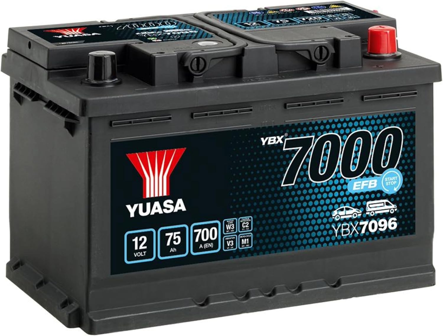 Yuasa YBX7096 12V 75Ah 700CCA EFB Maintenance Free Start Stop Car Battery