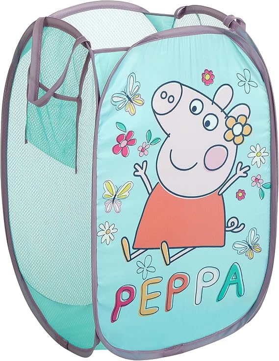 Idea Nuova Collapsible Laundry Basket, Lightweight Clothes Storage Organizer, Foldable Hamper for Bedroom & Playroom,Peppa Pig