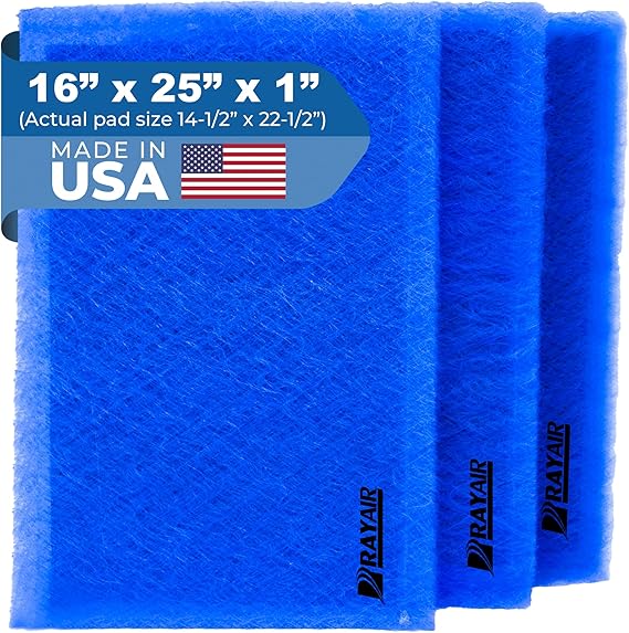 RAYAIR SUPPLY 16x25 Replacement Filter Pads Compatible with Dynamic | Air Cleaner Media Refills, Designed to Fit 16x25x1 Filter Frame, Blue, 3-PACK, Made in USA
