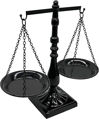 Owlgift Vintage Metal Libra Jewelry Towers Display Cosmetic Organizer Storage, Scale Centerpiece Stand, Antique Jewelry Storage, Farmhouse Candleholder Display Black, 12 W x 12 H