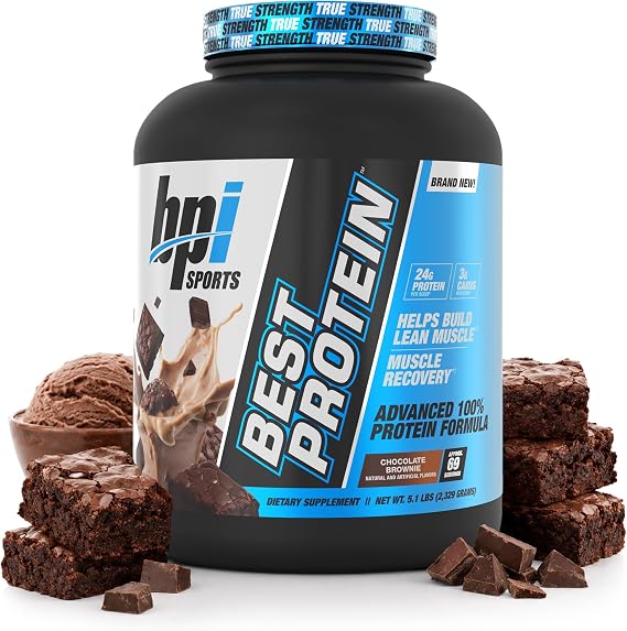 BPI Sports Best Protein 100% Whey Protein Powder Muscle Growth, Recovery, Meal Replacement No Fillers, Gluten Free Best Protein Powder for Men & Women | Chocolate Brownie 5.1 Pounds