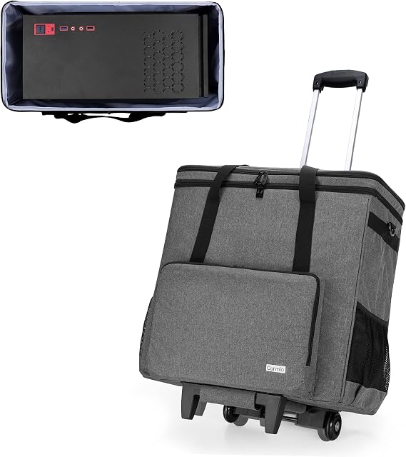 CURMIO Rolling Desktop Computer Carrying Case with Wheels, Gray