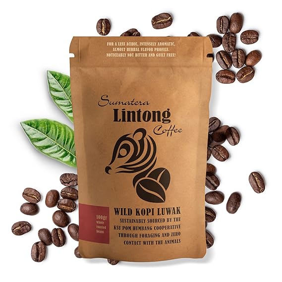 Wild Kopi Luwak, the Worlds Most Exclusive Coffee, Sustainably Sourced From Sumatra, Indonesia (100gr / 3.5oz)