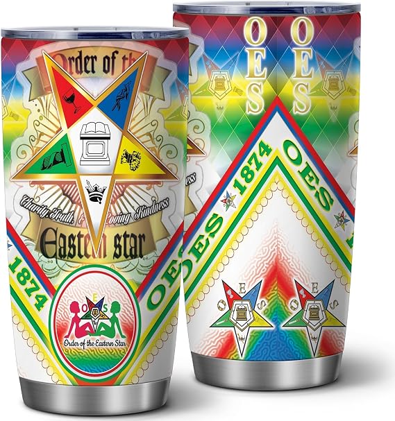 20oz OES Eastern Star 1874 Insulated Stainless Steel Tumbler with Lid
