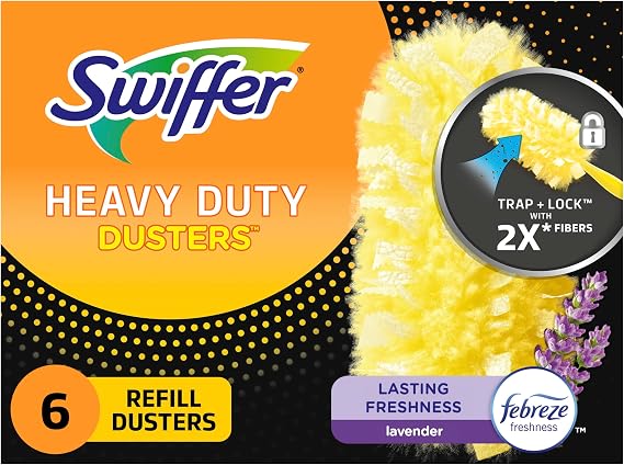 Swiffer Dusters Heavy Duty, Multi-Surface Duster Refills for Cleaning, Lavender, 6 Count