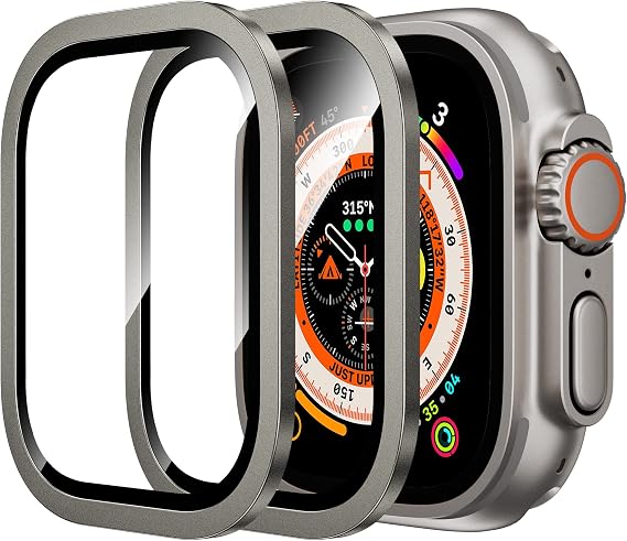 WSKEN for Apple Watch Ultra 3/Ultra 2/Ultra Screen Protector - Lightweight | Keep Original, Titanium Alloy Frame + 9H Tempered Glass, Touch Sensitive, Protective Glass Film for iwatch Ultra 3/2/1 49mm