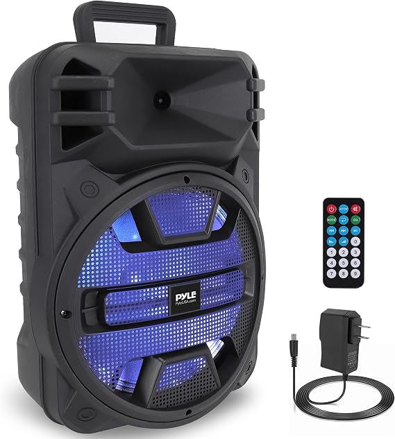 Pyle 12'' Portable Bluetooth Speaker System - 800 Watts - Karaoke Speaker w/ Latest DJ LED Lights, USB/FM/BT/Aux/Remote Control/Mic Inputs & Built-in Rechargeable Battery PPHP1243B