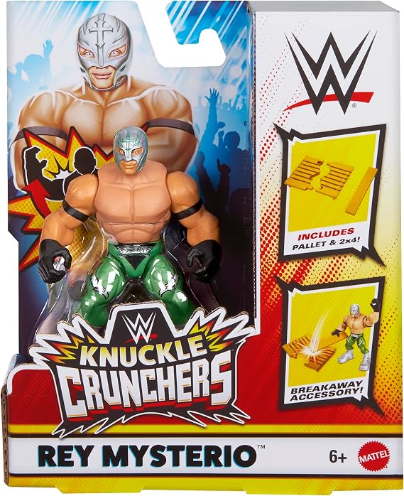 WWE Rey Mysterio (Green) Knuckle Crunchers 6 Toy Wrestling Action Figure
