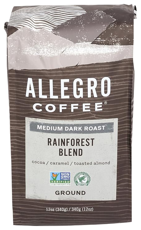 Allegro Coffee Rainforest Blend Ground Coffee, Caramel , 12 oz