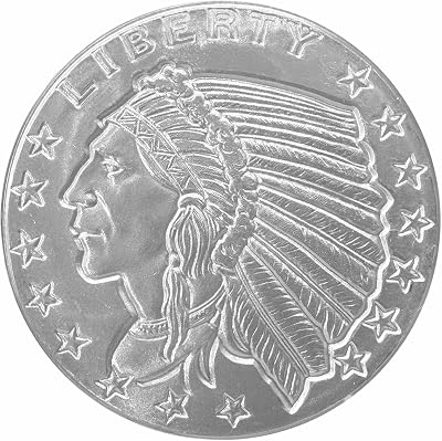 Generic 1 oz Incuse Indian Silver Round in display capsule with gift pouch