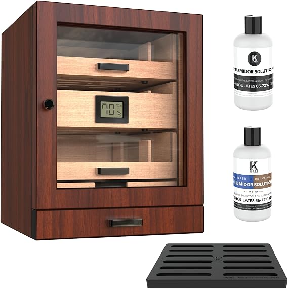 CASE ELEGANCE Luca Cabinet Humidor - Brown, Holds 80-100 Cigars | Spanish cedar, glass display
