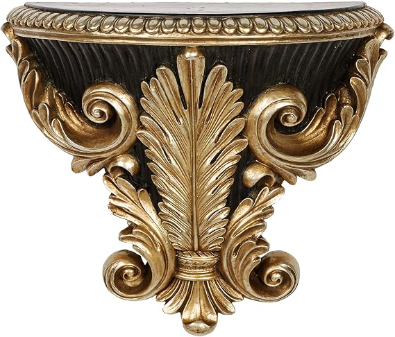 Touch of Class Camilla Black and Aged Gold Wall Shelf