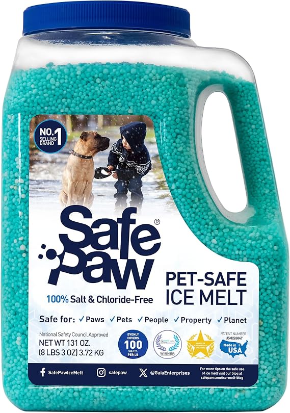 Safe Paw Pet-Safe Snow and Ice Melt, Salt- and Chloride-Free Melter, 8 lbs