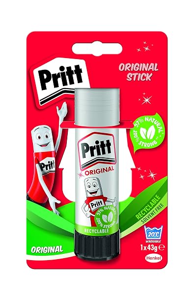 Pritt Glue Stick, Safe & Child-Friendly Craft Glue for Arts & Crafts Activities, Strong-Hold Adhesive for School & Office Supplies, 1x43g Pritt Stick, White