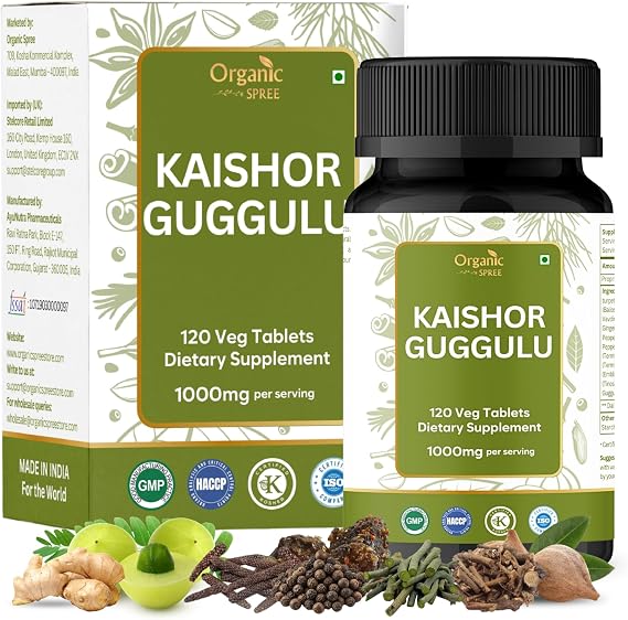 Organic Spree Kaishor Guggulu 120 Tablets - 60 Days Supply - GMP, HACCP Certified - Supports Joint Health & Overall Wellness*