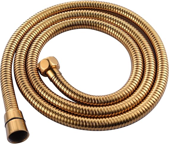 Shower Hose Extender Stainless Steel, Biveah 59 Inches Extra Long Titanium Gold Handheld Shower Head Hose with Brass Insert and Nut, KGS004TG