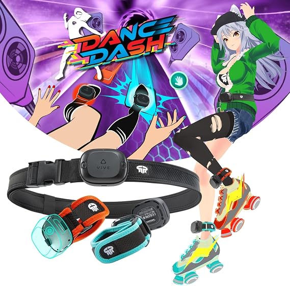 Rebuff Reality Trackstraps for VIVE Ultimate Tracker + Dance Dash Game Key, VR Straps for Full-Body Tracking, Vive Tracker Straps with Dance Dash Game, Ideal for VRChat, FBT & Immersive Experiences