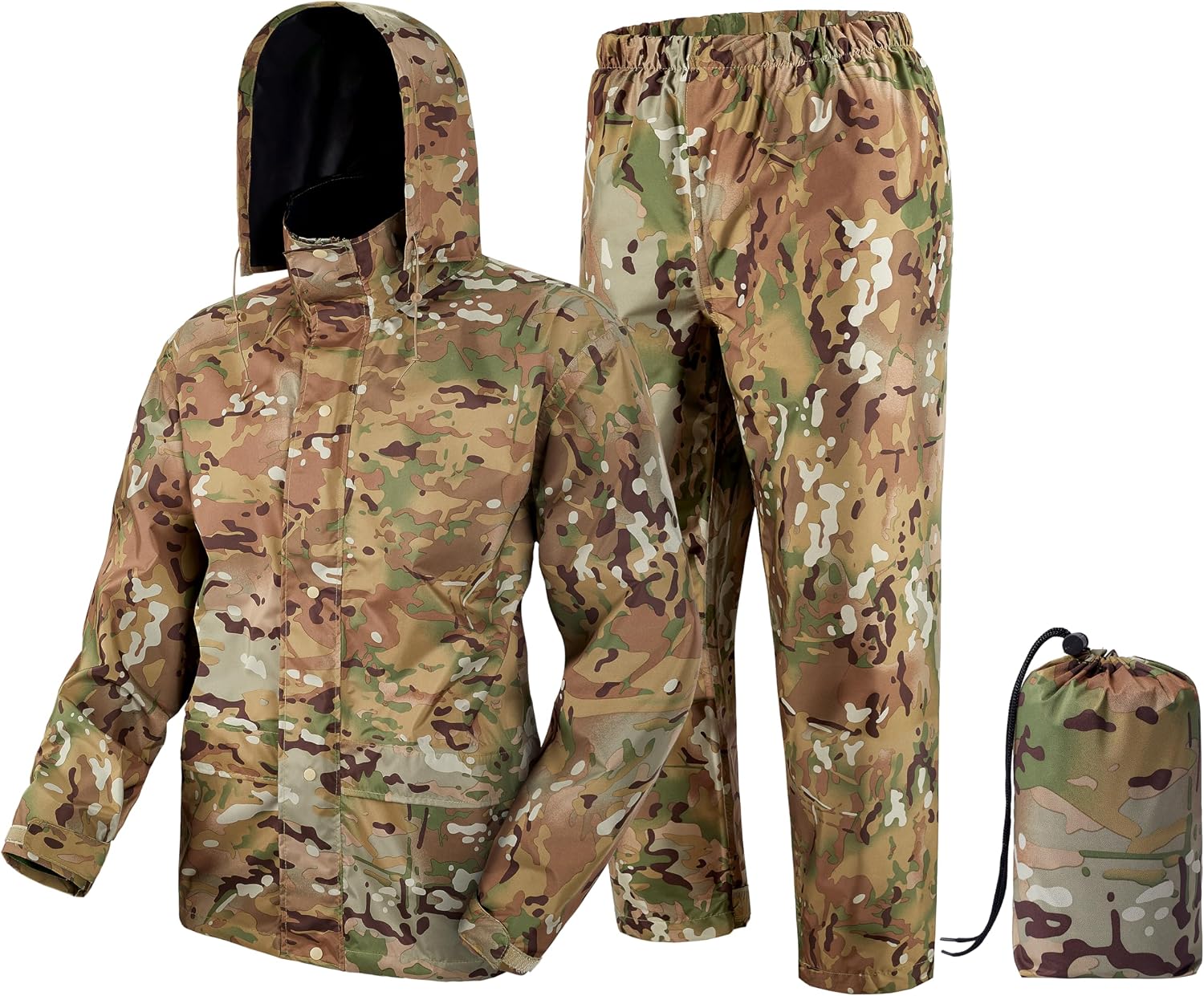 Rain Suit, Rain Gear for Men Waterproof, Camo Rain Jacket, Lightweight Raincoat