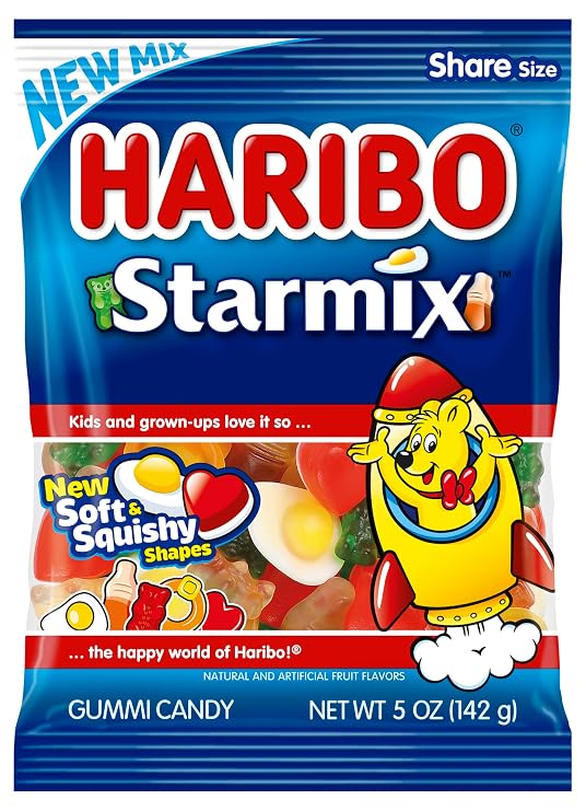 HARIBO Gummi Candy, Starmix Gummy Candy, 25.6 Ounce Resealable Party Size Stand Up Bag, Delicious Soft & Chewy Sweet Snacks, Assorted Fruity Flavors