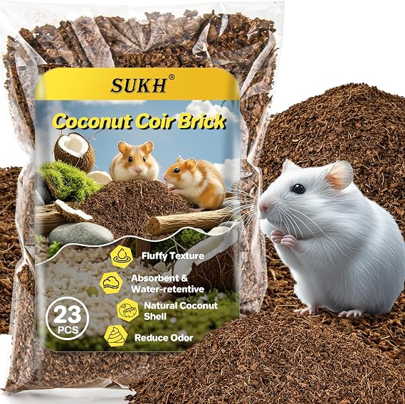 Sukh Coco Coir Hamster Bedding - Coconut Fiber Substrate for Burrowing Pets