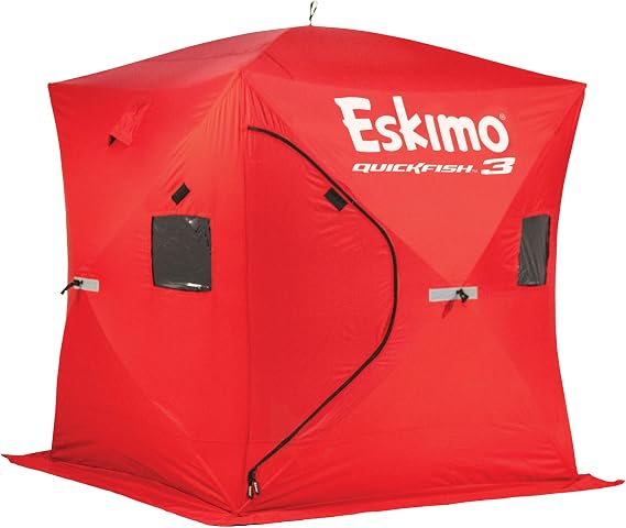 Eskimo 69143 Quickfish 3 Pop-Up Portable Hub-Style Ice Fishing Shelter, 34 Square Feet of Fishable Area