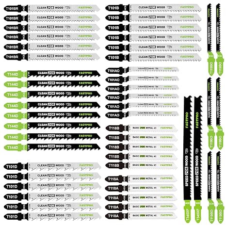 FASTPRO 50-Piece T-Shank Jigsaw Blades Set with Case