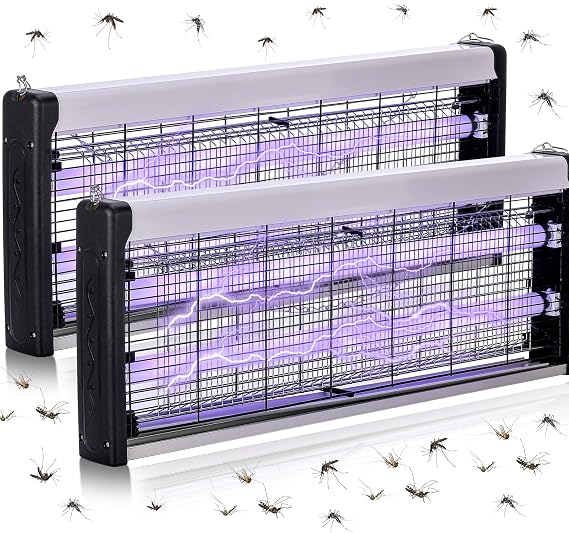 2 Pack Electric Bug Zapper, Indoor and Outdoor Mosquito Killer with Removable Tray 40w Powerful UV Light Pest Traps Insect Fly Pest Killer Easy to Clean for Bedroom Balcony Garage Patio Office