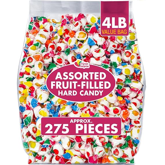 Assorted Fruit-Filled Hard Candy, 4 lb, Approx. 275 Wrapped Bon Bons