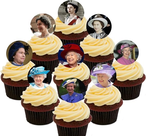 Queen Elizabeth Edible Cupcake/Fairy Cake Toppers - Stand-up Wafer Cake Decorations (Pack of 20)