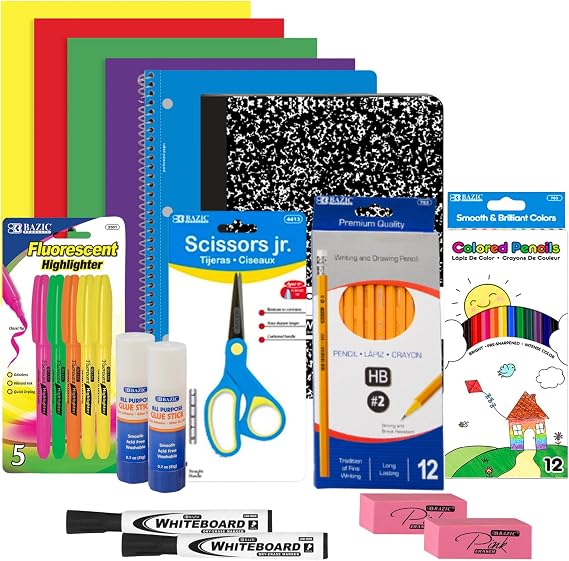 Elementary Back to School Essentials | School Supply Kit for Grades K-5 | 42 Pieces