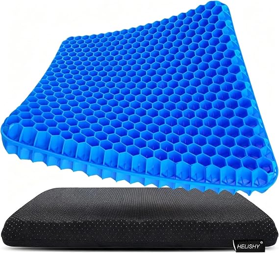 Gel Seat Cushion for Long Sitting, Breathable Gel Cushion Chair Pads with Non-Slip Cover for Home Office Chair Car Seats Wheelchair - Honeycomb Pressure Relief Cushion for Sciatica, Tailbone, Hip Pain