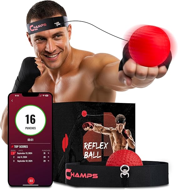 Champs MMA Boxing Reflex Ball - Boxing Gear Fight Speed Bpunching Ball Equipment Ideal for Reaction Speed and Hand Eye Coordination