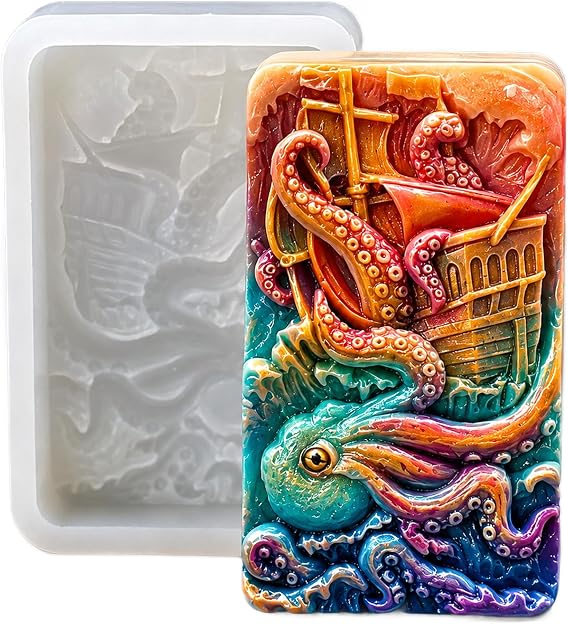 Kraken Silicone Mold for SOAP Making Resin Candle Wax Plaster Cake Chocolate Octopus