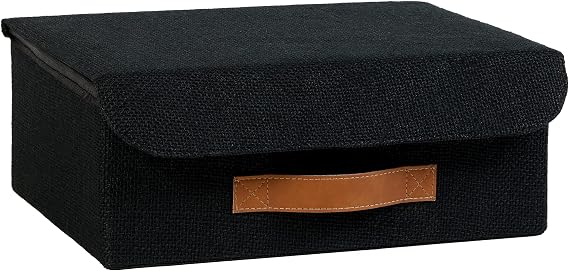 Ocean Home Textile Box with Black Color Jute Cover in Drawer 30 x 23 x 11 cm