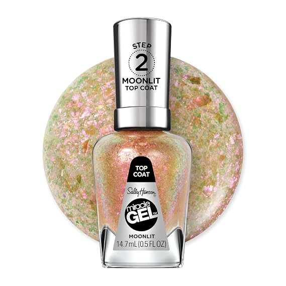 Sally Hansen Miracle GelTM, Moonlit Top Coat, Long Lasting, Gel-Like Formula, No UV Lamp Needed, Clear Nail Polish