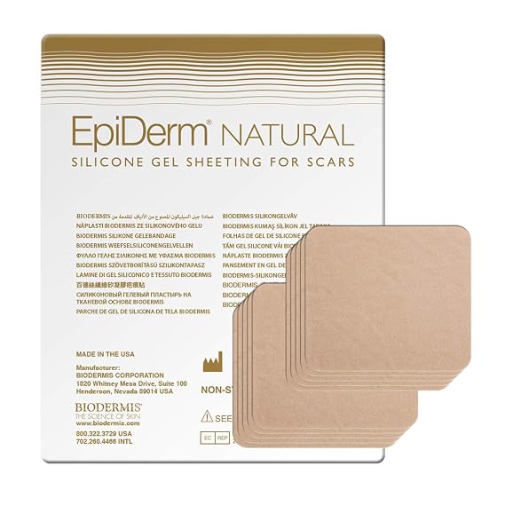 EpiDerm Patch, Reusable Silicone Scar Patches, 2"x2.5", 5 Pairs, Natural